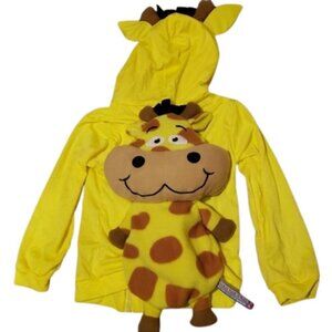 Jay@Play Pack-it Pets Jacket Girls Backpack Giraffe Plush Yellow Hooded Size 7-8
